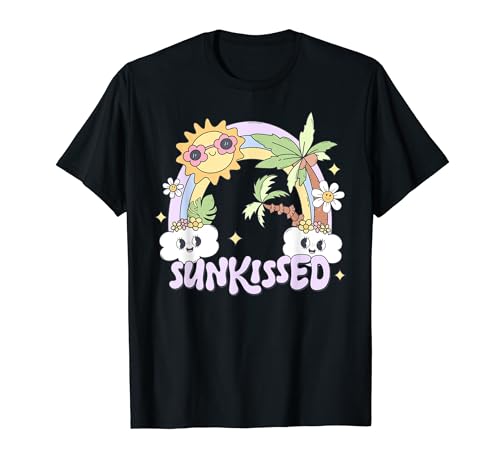 Retro Verano Rainbow Groovy Palmera Sun Beach Piscina Crucero Camiseta