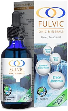 Optimally Organic Water Extracted Fulvic Ionic Minerals X200 - Fulvic Acid - Humic Acid - 77 Plant Based Trace Minerals - Amino Acids - Electrolytes - 108 Servings - 3.5 Month Supply - Cleanse - Energy - Cell Life