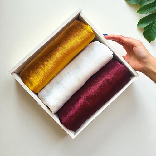Image of Premium Muna Satin Hijab | Pack of 3 | 200 cm x 70 cm | Elegant Choice for All Occasions - Parties, Weddings & Festivals |
