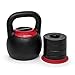 Klarfit Adjustabell Kettlebell - platzsparende Kugelhantel, Kettlebells aus Gusseisen, Kugelgewicht: 8-16 kg, schwarz-rot