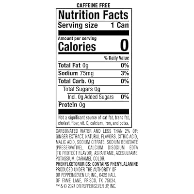 Canada Dry Ginger Ale Zero Sugar, 7.5 Fl Oz Cans, 24 Pack