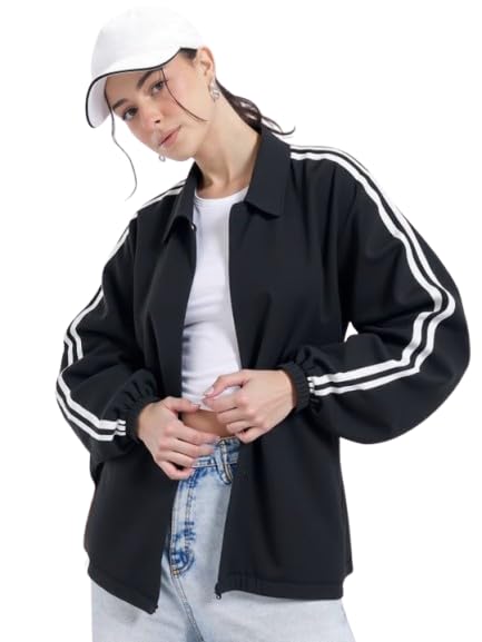 Black jacket women Running Jacket women Women's Windcheater Jacket - Lightweight Polyester Zipper Closure | Full Sleeve Jacket For Winter Season|. AE-picture-19