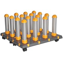 Vinyl Roll Storage Rack 3" Cores, DTF Film Rolls Floor Rack, 16-Roll Capacity, Tool-Free Assembly, Heavy Duty Locking Casters for Sign & Printing Shops