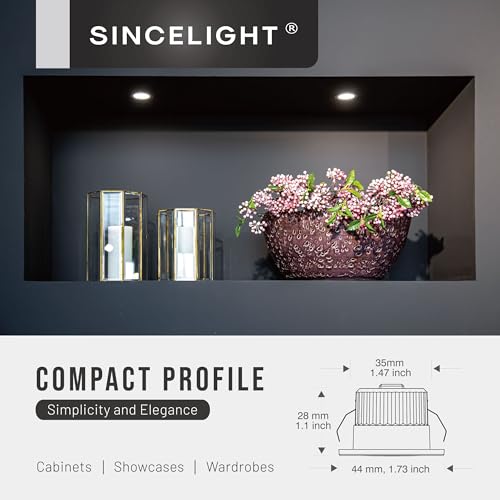 SINCELIGHT LED MINI Einbaustrahler, Kleines Downlight für 35-40mm Deckenloch, Schrank, Vitrine, MR11 Ersatz, Weißer/Schwarzer Ring Austauschbar, IP65 Wasserdicht, Neutralweiß 4000K, RA≈92, 5er-Pack
