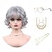 Deifor Older Women Short Messy Curly Synthetic Hair High Temperatuer Natural As Real Hair Wigs for Daily Use (Silver White)
