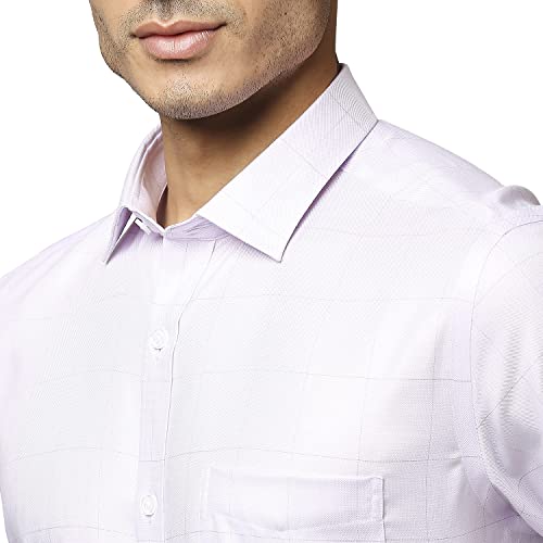 Image of Park Avenue Men's Pure Cotton Checks Pattern Regular Fit Semi Cutaway Collar Full Sleeve Formal Shirt