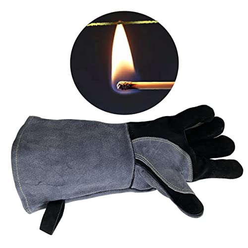 Haulonda 16 Inches,932℉,Leather Forge Welding Gloves, Heat/Fire Resistant,Mitts For Bbq,Oven,Grill,Fireplace,Tig,Mig,Baking,Furnace,Stove,Animal Handling Glove #TOP3