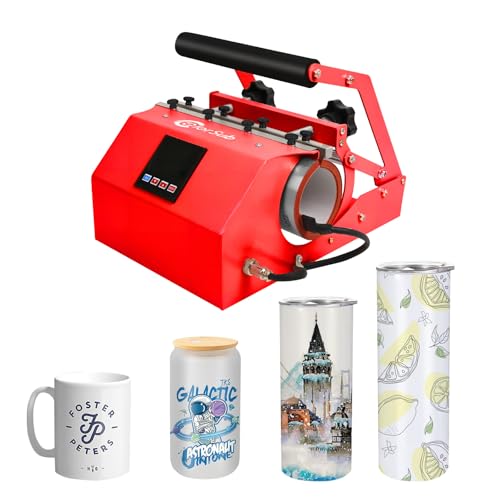 ColorSub Mug Press Tumbler Heat Press Machine Sublimation Mug for 11-30oz Heat Press Printer Cup Press Machine DIY Blank Transfer Presse Glasses (Red)