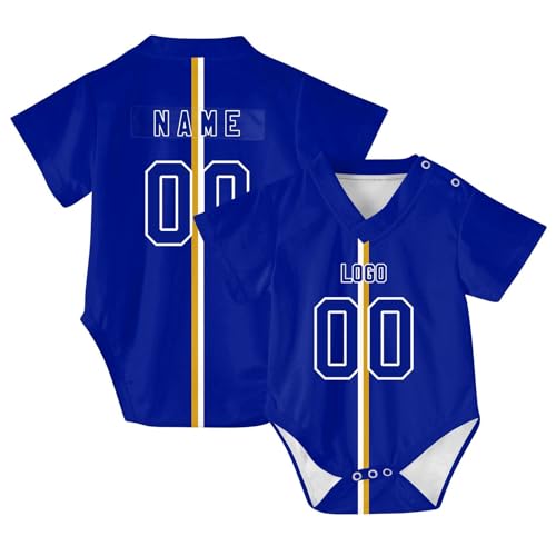 Body personalizado para bebé, t-shirt de futebol com nome e logotipo, roupas de género neutro para bebés de 3 a 18 meses, 3 - azul escuro, Tamanho único