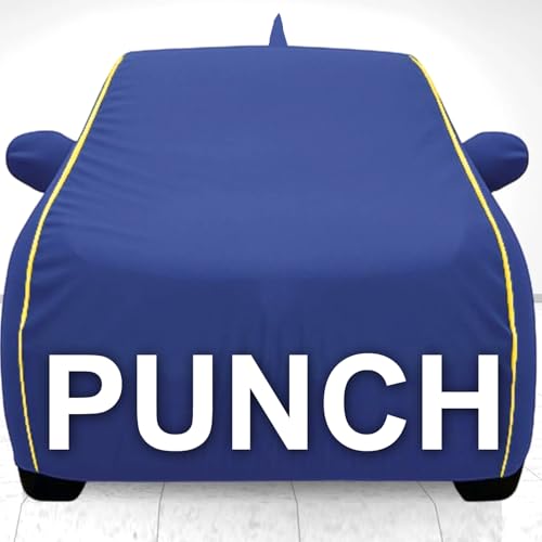 Image of Waterproof Car Body Cover for Tata Punch with Mirror Pocket, Soft Cotton Lining, Triple Stitched (Heat Resistant Metallic - Blue