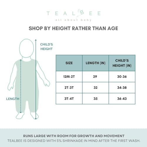 Image of Tealbee Dreamsuit Toddler Sleep Sack with Feet - Walker Sleep Bag with Legs, Rayon made from Bamboo, Winter 1.5 TOG, 2-Way Zipper, 12m-2T - Cookies