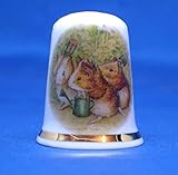 Birchcroft Porcelain China Collectible Thimble - Beatrix Potter Guinea Pigs Box