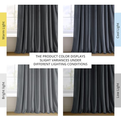 HPD Half Price Drapes Signature Velvet Thermal Blackout Curtains for Living Room 108 Inch Long 1 Panel Rod Pocket Insulated Blackout Curtains for Bedroom Window Curtains, 50Wx108L, Distance Blue Grey