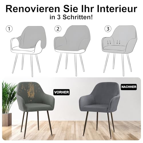 Alishomtll Stretch Samt Stuhlhussen 1er Set Universal Sesselbezug Stuhlbezug mit Armlehnen Abnehmbare Waschbar Esszimmerstühle Bezug für Küche Esszimmer Bankett Hochzeit Party (Grau, 1 Stück)