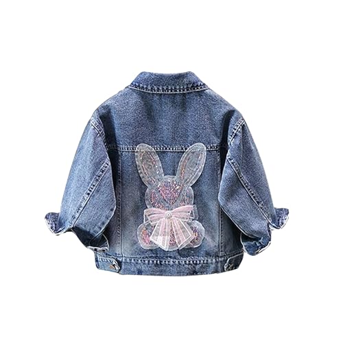 ASHER FASHION girls denim jacket Girls Sequin Outerwear Embroidery Denim Jacket