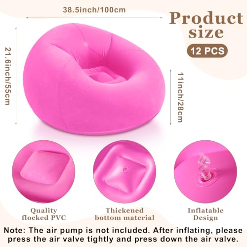 Image of Realspring Inflatable Bean Bag Chairs Outdoor Blow up Camping Chairs Inflatable Lazy Sofa Folding Portable Bean Bag Loungers Couch for Movie Night(Pink,Lake Blue,12 Pcs)