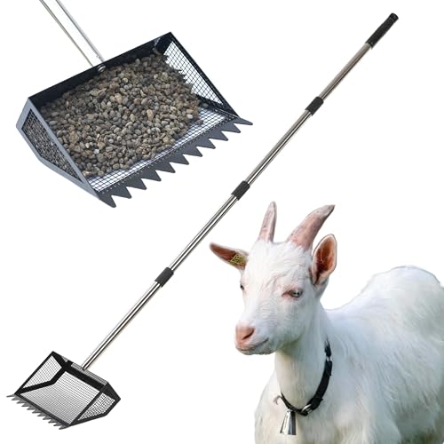 Goat Pooper Scooper 4-in-1 Goat Stall Sifter Shovel (22 to 61 Inch Black)