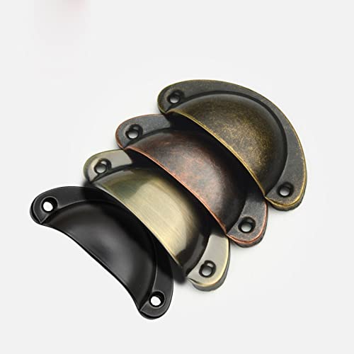 Lxoraziy 12 Pcs Shell Cup Handles, Vintage Half Moon Pull Handles, Antique Bronze Furniture Knobs, for Cabinet Cupboard - Image 2