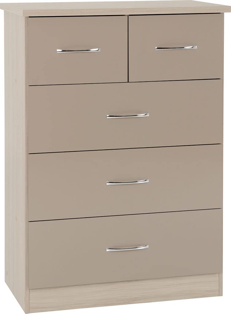 Nevada 3+2 Chest of Drawers Oyster Gloss Bedroom Storage Cabinet Furniture Unit