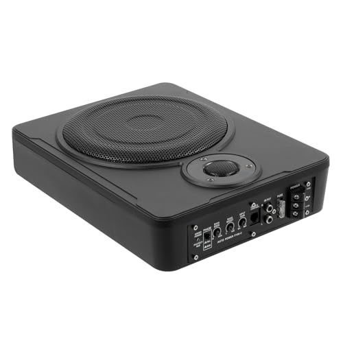 Desnysmf Subwoofer compacto para coche de 8 pulgadas, con juego de cables, con luz de control y soportes de montaje, color negro, 30 – 100 Hz, 31,5 × 24 × 7,5 cm