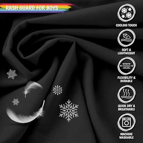 Image of Boy's UPF 50 Rash Guard Swim Shirts Short Sleeve Sun Protection SPF Fishing Surfing Water Beach Shirts Quick Dry