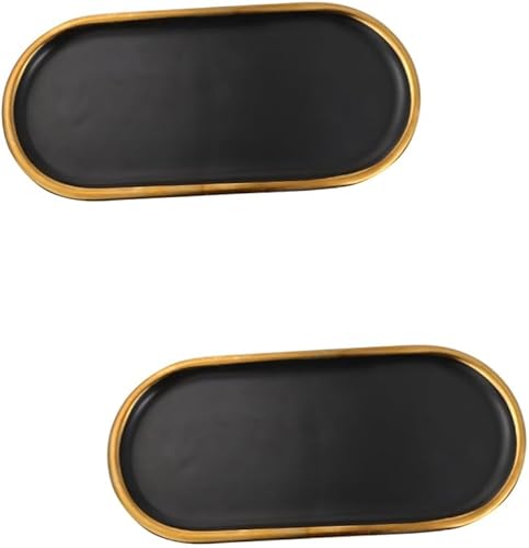 2 Pcs Ceramic Jewelry Tray Sushi Plate Ceramic Jewelry Dish Appetizer Plates Ring Holder Dish Fruit Plate Dish Black Plates Key Tray Adorable