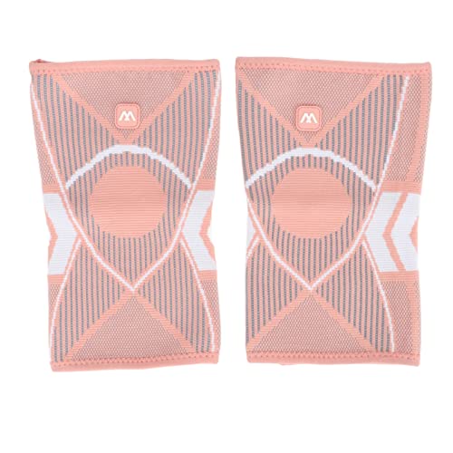 OUKENS 2 PCS Sports Knee Pads, Breathable Nylon Knitted Kneepad, 4 Sided Elastic Rope Knee Protector, Knee Braces Sleeves for Running Climbing Pink (M)