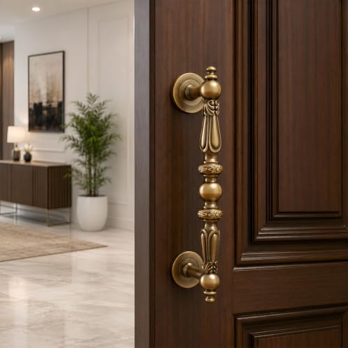 Image of VOLO Main Door Handle /Door Handles for Main Door /Glass Door Handle /Pull Handles, for Home /Office /Hotels (Antique Brass)(Rajwadi Handle) (8 inch (200 mm), 1)