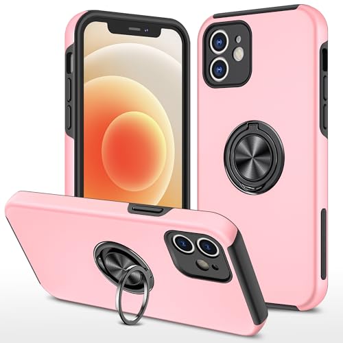 Coque iPhone 12 antichoc antichoc avec anneau rotatif et béquille intégrée robuste