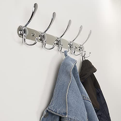 GlazieVault Coat Hooks for Wall - Stainless Steel Coat Racks (2 Pack) - Heavy Duty Coat Hook Wall Mounted - Premium Design Rust Free Coat Hanger for Clothes