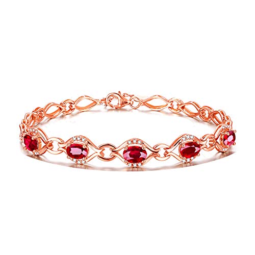 Bracelet rubis femme or rose 18Kt le cadeau d'anniversaire de mariage idéal pour elle