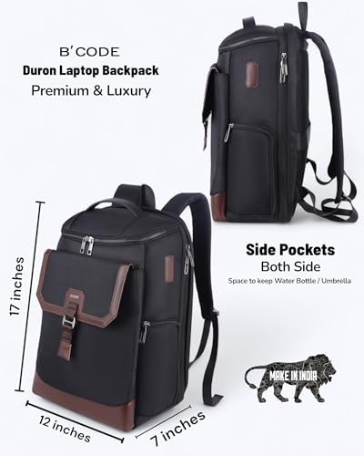 Image of B'CODE Laptop Backpack for Men & Women | Expandable Office Bag Fits 15.6 Inch Laptop, Anti-Theft Pocket, Multi-Compartment Business Backpack, 1 Year Warranty