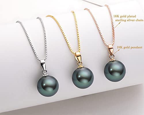 Black Pearl Necklace for Women, AAAA Quality Genuine Tahitian Cultured Pearls 18K Gold Pendant with 925 Sterling Silver Chain, Jewelry Gifts for Wife Mom Daughter - Image 6