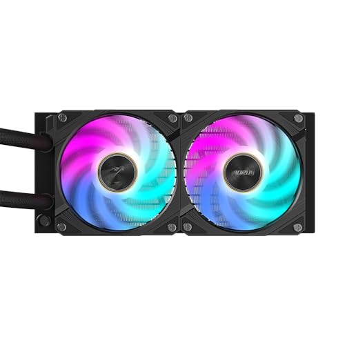 GIGABYTE AORUS WATERFORCE X II 240 Refroidisseur liquide pour processeur AIO - 2x ventilateurs ARGB de 120 mm, écran LCD en couleur, DAISY-CHAIN, compatible avec Intel LGA 1851 et AMD AM5