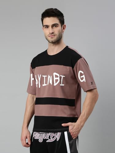 Image of XTEP Playing Big Basketball Series, Sorona Material, Moisture Absorbing & Sweat Dissipating Technology, Superior Elasticity, Colorblocked Design, Basketball T-Shirt for Men - Caramel Brown