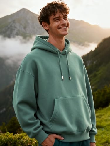 Image of Nobero Heavy Duty Oversized Solid Hoodie for Men | Hoodies for Men | Oversized Fit | Solid Colour | Thick Fleece Fabric | Drawstring Hood