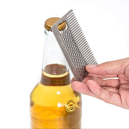 AhfuLife Stainless Steel Metal Hair&Beard Comb - Anti-Static Dual Action Beard Comb - Credit Card Size Combs Perfect for Wallet and Pocket - Presented in Gift Box