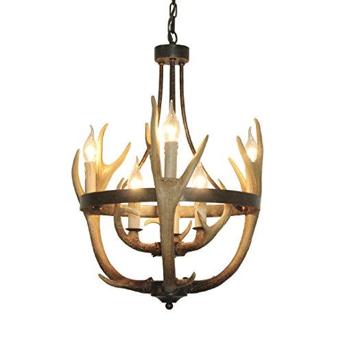 Lustre en corne de rèsine 9 lumières pour une ambiance verrière et bistrot chaleureux