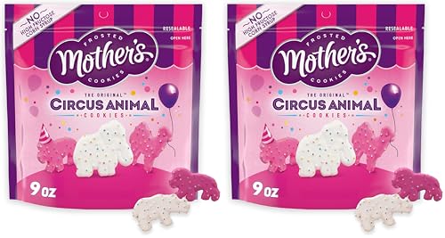 Mother's Original Circus Animal, Frosted Animal Cookies with Rainbow Sprinkles, Resealable Bag, 9 oz...