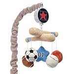 Lambs & Ivy Baby Sports Musical Baby Crib Mobile Soother Toy - Gray