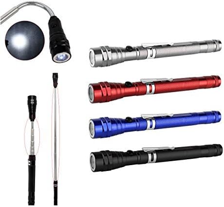 BlueSunshine Portable 3 x LED Telescopic Flexible Extensible Led Flashlights Torch Magnetic Head Pick Up Tool Flash Light Lamp (Max Length 22 Inch), 4 x LR44 Batteries (Included), Blue