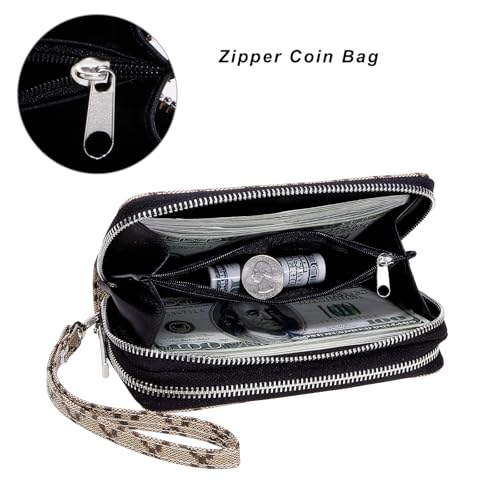 Image of Cellphone Wallet for Women Dual Zipper Long Purse with Removable Wristlet