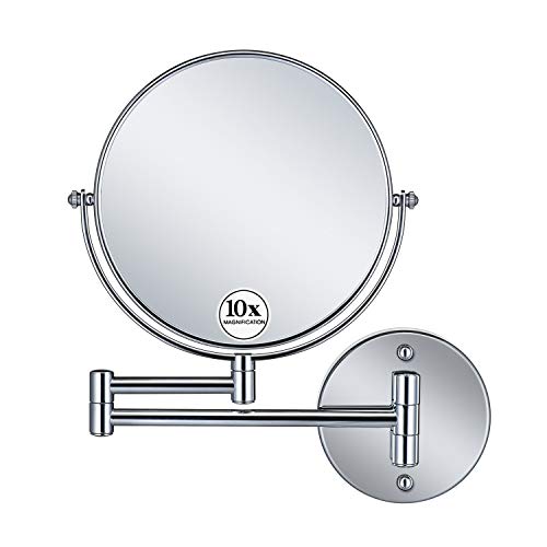 GloRiastar 10X Magnification Wall Mounted Makeup Mirror - Double Sided Magnifying Makeup Mirror