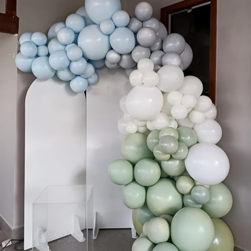 Image of Dusty Green Balloons Arch 103pcs Light Olive Sage Green Balloons Garland Different Sizes Retro Haze Fog Balloon Helium Latex Balloon Boho Birthday Party Decoration Jungle Safari Bridal Baby Shower