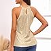 Womens Tank Tops Sleeveless Camisole Halter Neck Sparkly Sequin Tops for Women Trendy Fashion Party Casual Tops Beige L