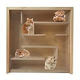 PINVNBY Hamster Maze Birch Chamber Hideout Multi-Room Hideouts & Tunnel Exploring Toys Small Pets...