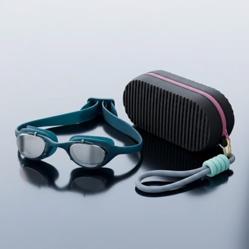 Image of First Lens Swimming Combo Kit Set with Swim Goggles & Swim Case for Men & Women - Black Case & Blue Goggle