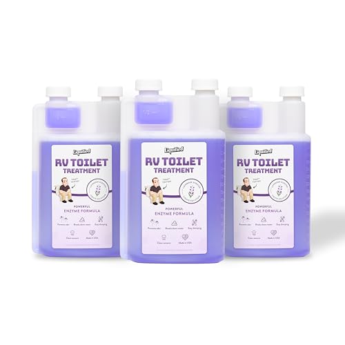 Image of Liquified RV Toilet Treatment Bundle- Black Holding Tank Digester - Odor Eliminator - Lavender Scent - Matts RV Reviews (Lavender, 32oz, 3 Pack)