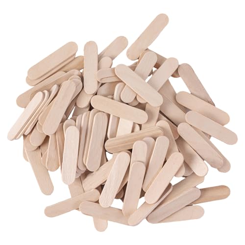 Clofiak 100PCS Mini Wood Craft Sticks Natural Wooden Food Grade 1.6x0.4in