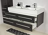 doppelwaschplatz mit unterschrank Waschplatzset 2-teilig, Breite 120 cm, Waschtischunterbau und Doppelwaschbecken